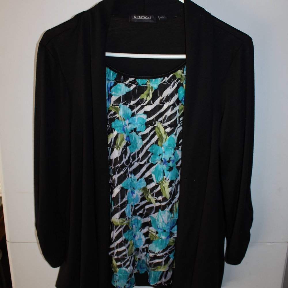 Notions brand Woman's size Xl. Floral/black shirt